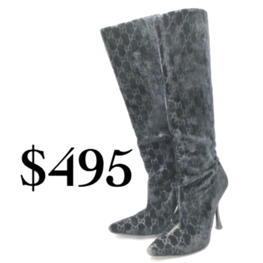 COPY - Authentic GUCCI Signature Supreme Black Velvet Knee Boots EUC (EU 38.5 /…